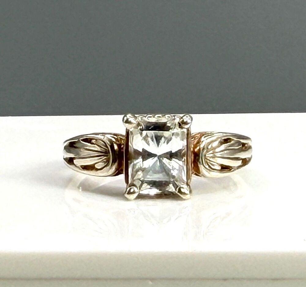 Vintage Kabana Sterling Silver 925 White Topaz Ring Size 8
